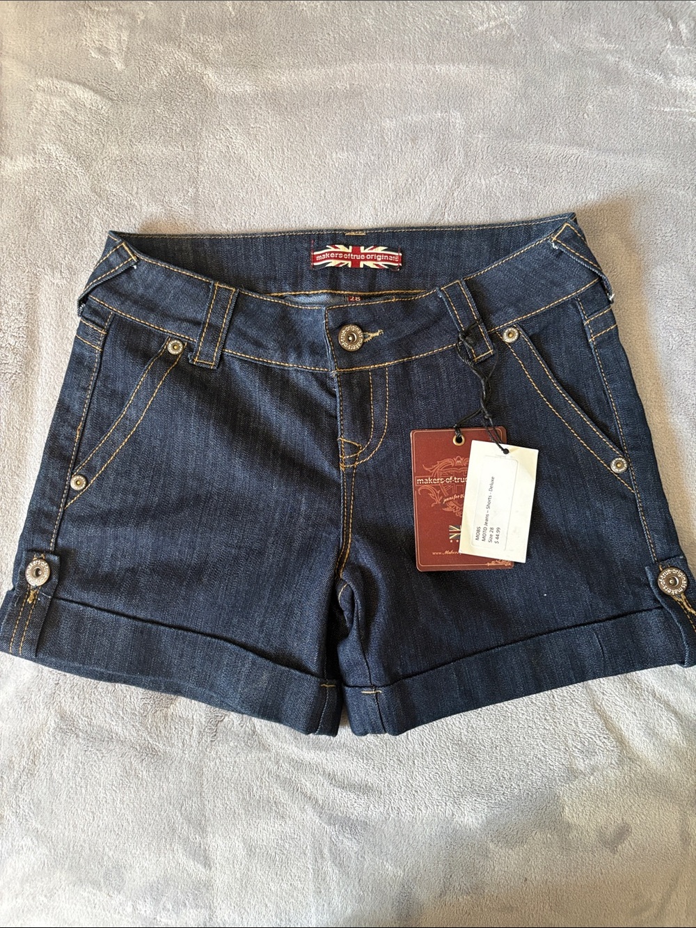 Makers of True Originals Dark Blue Denim Cuffed Shorts